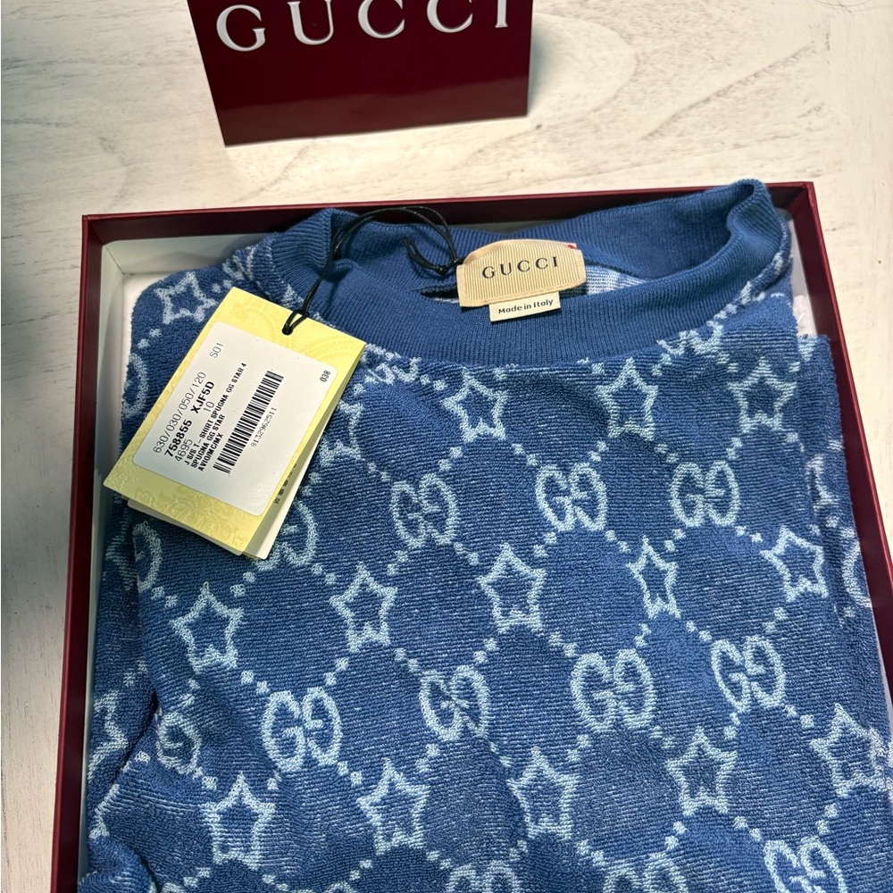 Gucci Blue Iconic GG Monogram Sweater